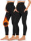 Missluck Umstandsleggings Blickdicht Damen Schwangerschaft Leggings Lang Mammy mit Taschen für Yoga(Schwarz*2-Thermo,S)
