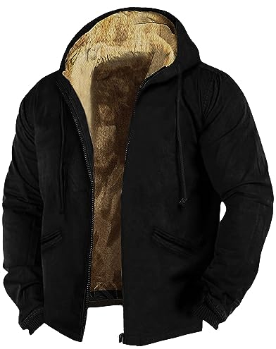 KONG JIMFAN Puffer Jacke Herren 2in1 Jacke Herren Mantel Arbeitsjacke Herren Winter Regenjacke Schwarz Fahrrad Jacke Regenjacke Herren Wasserdicht Atmungsaktiv Rennanzug Hoodie Jacke(Black,4XL)