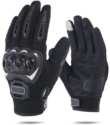 LATRAT Gants Moto, Gants d'Équitation en Respirante pour Hommes & Femmes, Gants à Écran Tactile Plein Doigt pour la Course de Moto, VTT, Escalade, Chasse, Motocross et Autres Sports de Plein Air (XL)