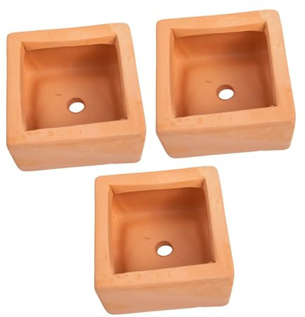 Didiseaon Juego de 3 Macetas Cuadradas de Terracota para Suculentas Arcilla Decoración del Hogar para Jardín
