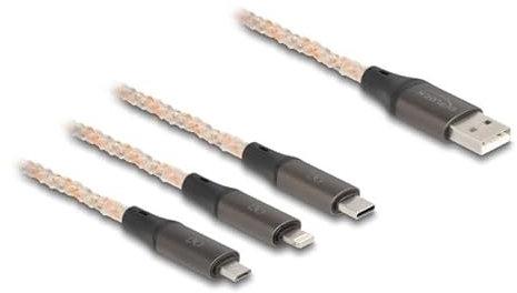 DeLOCK 88158 - Cable de carga USB RGB 3 en 1 Tipo-A a Lightning Micro USB USB Tipo-C 120 m