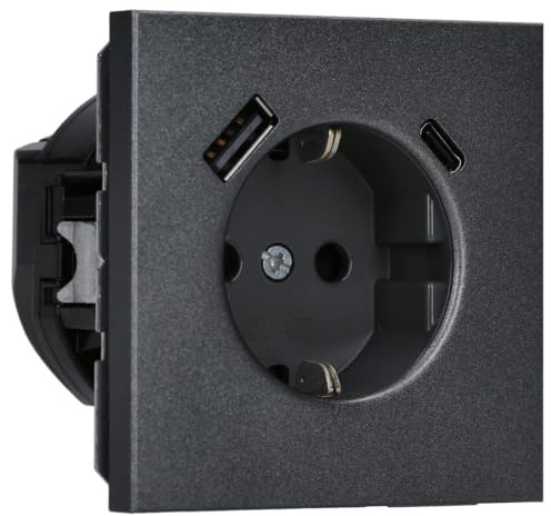 Steckdose mit USB-AC LS anthrazit (Referenz: Jung AL1520-15CAAN)