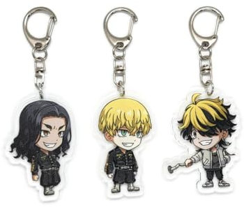 EBTY DREAMS Inc. – Set mit 3 Tokyo Revengers Acryl-Schlüsselanhängern, Kazutora Hanemiya, Keisuke Baji, Chifuyu Matsuno v7, Mehrfarbig, Pendant Height: 2 inches