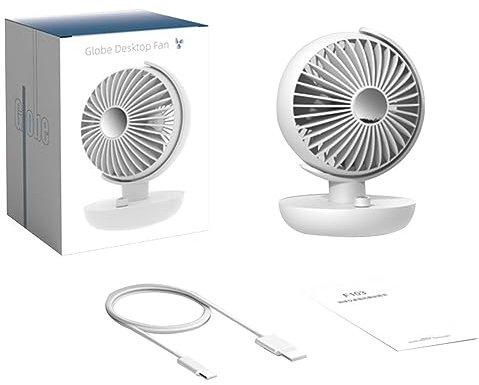 Oikabio Ventilador de escritorio giratorio de 360° para oficina, ventilador de aire circulante, multifuncional, portátil