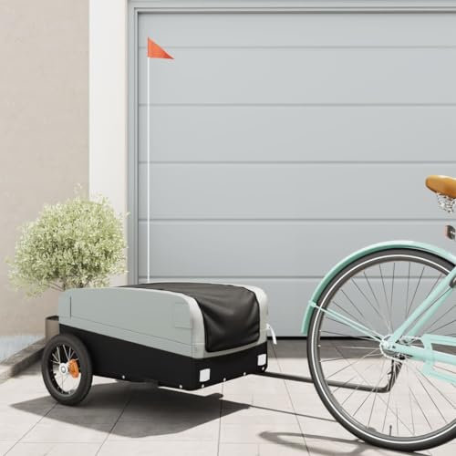 ShGaxin Rimorchio Cargo per Bicicletta Ferro Nero e Grigio 30 kg, Rimorchio Bici Cane, Rimorchio Bici Da Carico - SPU:94035