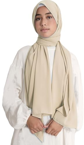Lina & Lily Damen Hijab Kopftuch Schal aus Medina-Seide (Beige)