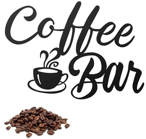 NIYATA Wanddekoration aus Metall, Coffee Station, Cutout Letter für Coffee Bar, Dekoration von Coffee Bar, Schild für Cafés oder Cafébar zu Hause (schwarz)