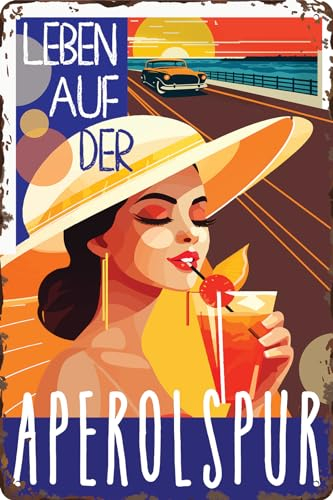 30 x 20 cm - Retro Blechschild, Bar Schild, Cocktail Rezept, Summer Feeling - Aperol Spritz - Prosecco (Leben auf der Aperolspur)