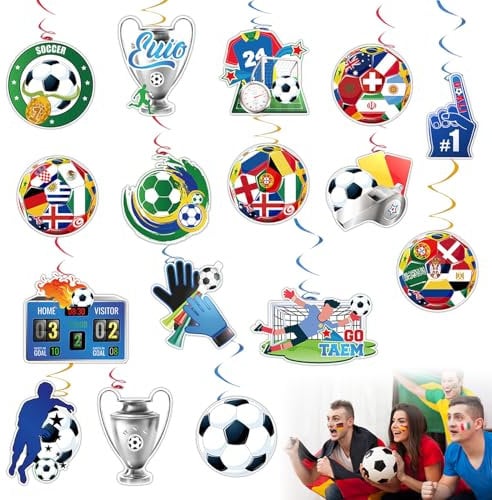 2024 EM Fußball Deckenhänger Spiral Girlanden Hängedeko,2024 Fußball EM Deko Hängende Wirbel,Fussball Folien Wirbel Dekorationen Foto Requisiten für Fußball Europameisterschaft