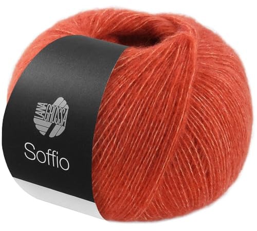 LANA GROSSA Soffio | Flauschiges Lace-Garn aus Merino- & Baumwolle mit 10% Kaschmir | Handstrickgarn aus 60% Schurwolle (Merino superfein), 30% Baumwolle (Bio) | 25g zum Stricken | 212m Garn FB 5