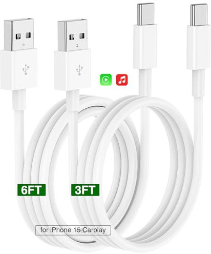 Car Carplay Cable for iPhone 16 15 Pro/Pro Max/Plus Cable,3/6FT USB A to USB C Fast Charging Cable for Apple iPhone 16 15 Car Charger,Car Charger Adapter Cord for iPhone 16 15,Google Pixel 9