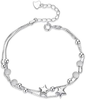 VODAFQS Etoiles Bracelet de Cheville pour Femme Bijoux en Acier inoxydable Chaîne de Cheville Argent