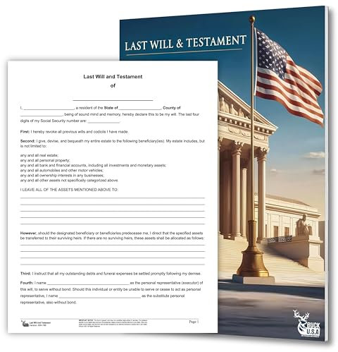 Buck 2025 Last Will & Testament Kit: 7X Anwalt Vorbereitete anpassbare Formulare mit Schritt-für-Schritt-Anleitungen, 50-Staten-Kompatibilität, umfassende End-of-Life-Planung für Singles, Paare und