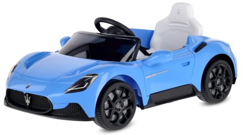 sun baby Kinderfahrzeug ab 3 Jahren Maserati GT Cabrio, Kinderauto mit Lichtfunktionen, Fernbedienung, MP3-Player, USB, Bluetooth (Blau)