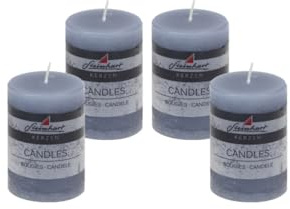 4er Set Adventskranzkerzen Raureif Rauchblau 80/58 mm durchgefärbte Trend-Kerzen