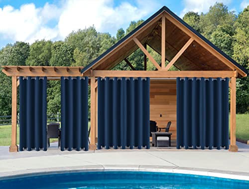 1 panneau de rideau occultant imperméable et occultant à isolation thermique pour tonnelle, porche, balcon, jardin, 228,6 x 114,3 cm, bleu foncé