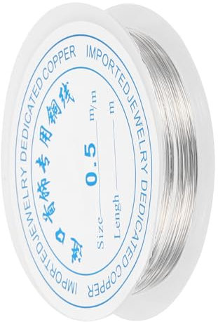 sourcing map 0.5mm/24 Gauge Copper Wire for Jewelry Making, 1 Roll Craft Tarnish Resistant Beading Wire for Jewelry Making Supplies(Silver)-6m