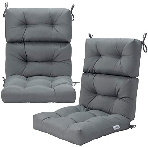 COSTWAY 2 in 1 Auflagen für Stuhl, Bodenstuhl Sitzauflagen, Polster mit hoher Verstellbarer Rückenlehne & Bändern, Bodensessel Stuhlkissen, Sitzpolster für Gartenstuhl Sessel, Indoor Outdoor, Grau