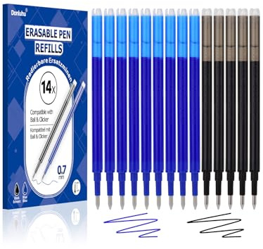 Donluhu Ersatzminen für Pilot FriXion [9 Blau und 5 Schwarz, 14er Pack], Radierbare Ersatzminen für Pilot FriXion Stifte, Kompatibel mit FriXion Ball & FriXion Clicker & Eberhard Faber [0.7mm]