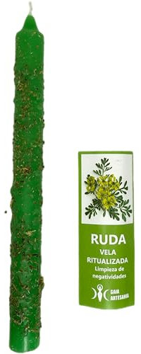 HOSTENATURA Vela Ritualizada Ruda Limpieza de Negatividades - Vela preparada esotérica con Oración 22cm