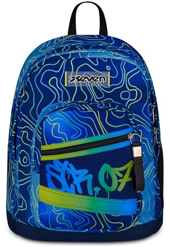 Seven Schulranzen New Fit, für Schule Sport Freizeit, ab 1. Klasse, für Mädchen und Jungen, gepolsterter Rucksack,mit Trinkflaschenfach, dunkelblau