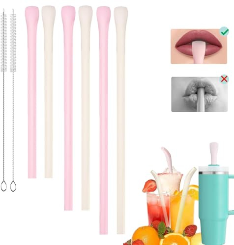 Auiremrti Anti-Wrinkle Straws, Set of 6 – Straw for Preventing Lip Wrinkles, Reusable Straws, Compatible with 40 oz and 30 oz Tumblers