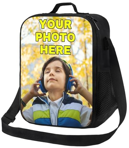 fdemon Borsa Porta Pranzo Personalizzabile - Borsa Termica per il Pranzo - con Foto e Scritte - per bambini, ragazzi, ragazze, donne e uomini - Per Scuola, Ufficio, Lavoro, Picnic, DIY Disegna il Tuo