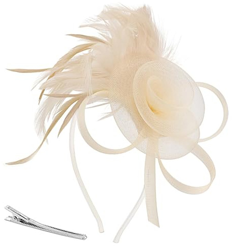 CENCERY Fascinator-Clip und Haarband für Damen, Elegantes Haar-Accessoire aus Federnetz für Hochzeiten/Rennen, Brautpartys, Teepartys, Ascot-Hut, Basis aus veganem Leder