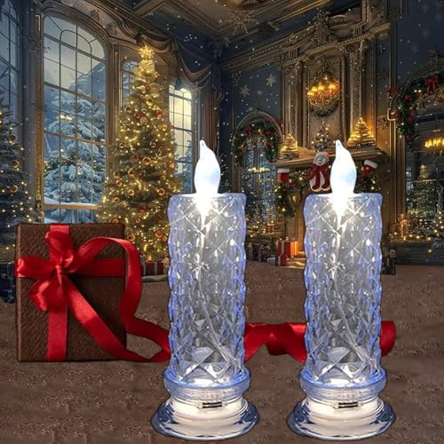 Candele a LED in cristallo tremolanti, a rombo trasparente, luci calde, design senza fiamma, funzionamento a batteria, per feste votive, matrimoni, compleanni, decorazione della casa (2 pezzi, blu)