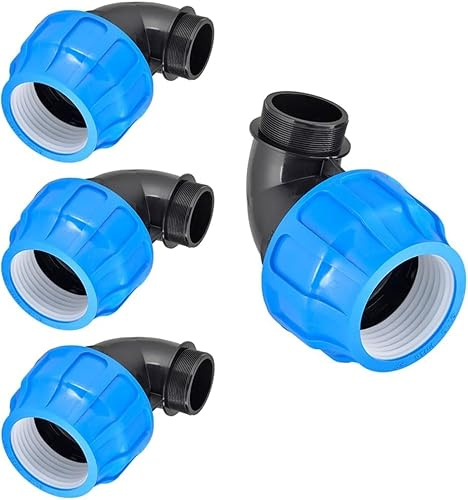 RP RIEGOPRO - Coude mâle en polyéthylène | Connecteur pour tuyaux d'eau et d'irrigation | Fitting PE 90° pour jardin et agriculture (4 unités, 32 mm - 1)