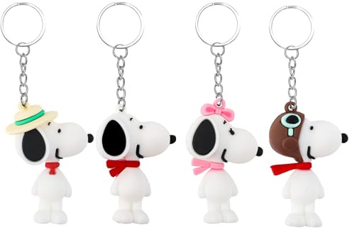Ainvliya 4 Stück Snoo-p Schlüsselanhänger,Anime Figur Schlüsselring, hängende Ornament Anhänger für Taschen und Schlüsselbund Accessoires,Persönlichkeitsanhänger