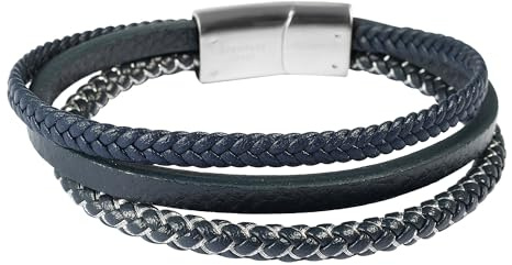 Akzent Armband Herren - Premium Armband Herren in Schwarz aus Kunstleder, 100% Wasserfest & Hautverträglich