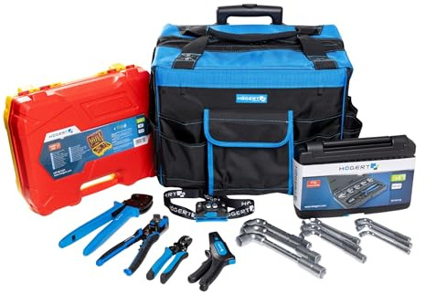 HÖGERT TECHNIK - Profi Werkzeugset für Elektriker Installateur PV Monteur, 9-teiliges Montage Set mit Trolley Werkzeugtasche, VDE 1000V isolierte Werkzeuge