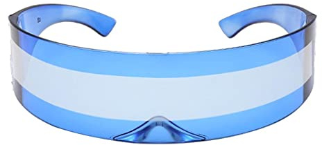LDDIFHWW Monobloc Sonnenbrille Im Robocop Stil, Ideal für Partys Und Halloween Kostüme für Erwachsene, Blau