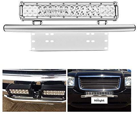 Nilight Led Light Bar Mounting Bracket Front License Plate Frame Bracket License Plate Mounting Bracket Holder For Off-Road Lights Led Work Lamps Lighting Bars, 2 Years Warranty