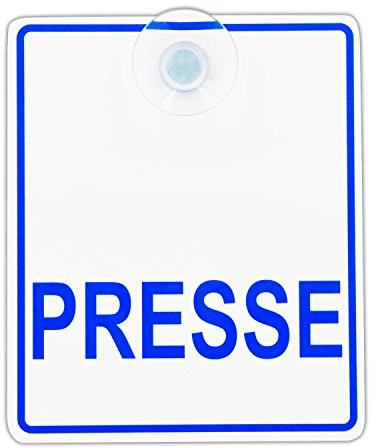 Saugnapfschild Schild Presse Acrylschild 3mm mit Saugnapf 30mm, ca. 10x12 cm für Scheibeninnenbefestigung