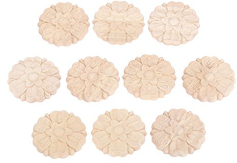 MUXSAM 10 adhesivos de esquina tallados en madera para paredes, puertas, armarios, ventanas, espejos, muebles europeos, 6 x 6 cm