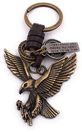 H-Customs Adler Eule Greif besonderer Schlüsselanhänger Anhänger aus Metall Bronze