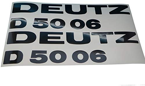 DEUTZ D5006 Schriftzug Aufkleber in schwarz, Ersatzteil Sticker Beschriftung, zum Restaurieren von Lack & Verkleidung. Schlepper Emblem Alternative