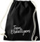 Shirtinstyle Turnbeutel, Team Bräutigam, Junggesellen Abschied Hochzeit Herz Gym Sack Tasche Beutel, Farbe Schwarz