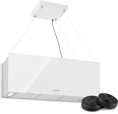 Klarstein Hanging Island Cooker Hood, Extractor Fan for Kitchen Islands, 577m³/h Airflow, Timer, Adjustable Kitchen Extractor Fan with Modern Design, 3 Mode Cooker Hoods, Activated Carbon Filters