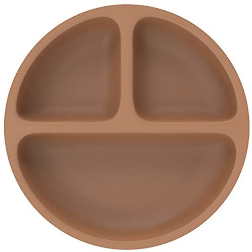 Olgs Silikon Babyteller Clay - Rutschfester Kinderteller mit Fächern, Snackteller, BPA-frei, bruchsicher, Esslernteller ab 6 Monate