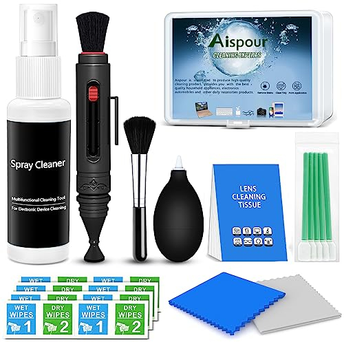 Aispour Camera Lens Cleaning Kit, 10-in-1 Camera Cleaning Kit, Camera Lens Cleaner and Camera Accessories, Includes Lens Cleaning Kit/Lens Cleaner/Lens Cleaning Pen/Soft Brush