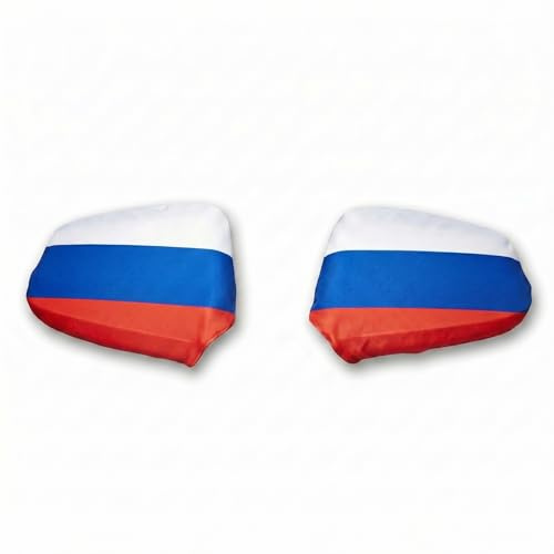 Außenspiegelfahne Russland für Auto - 2er Set Außenspiegel Überzieher Autoflagge, Fanartikel für Fußball EM & WM, Spiegel Deko Flagge