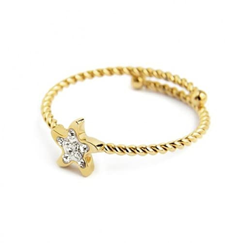 marlu’ Gioielli anello con stella marina acciaio pvd oro 18an048g-m