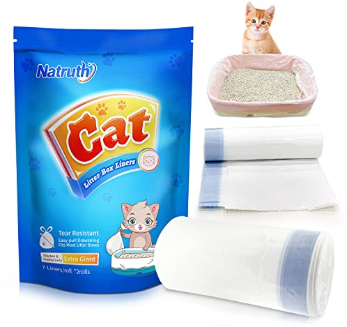 NATRUTH 14 XL Cat Litter Trays Liners, Cat Litter Bag with Drawstrings, Cat Tray Liners Large & Scratch Resistant & Leak Proof, Cat Litter Box liners for Most Litter Box, 91.5 x 45 cm/36 x 18 In