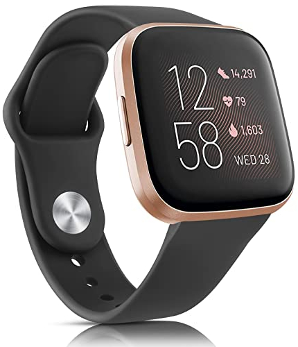 AK Kompatibel für Fitbit Versa 2 Armband/Fitbit Versa Armband, Weiches Silikon Sport Ersatz Armband Kompatibel für Fitbit Versa 2/Fitbit Versa/Fitbit Versa Lite (Schwarz)