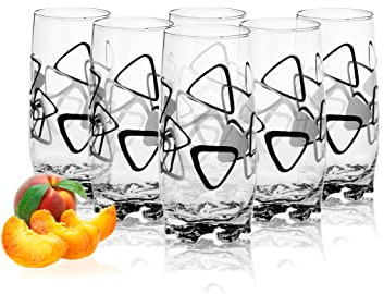 Glasmark KROSNO 1992 Lot De 6 Verres À Cocktail En Verre Transparent Haute Brillance Jus Eau Soda Restaurant Bar 350 ml Motif Triangulaire