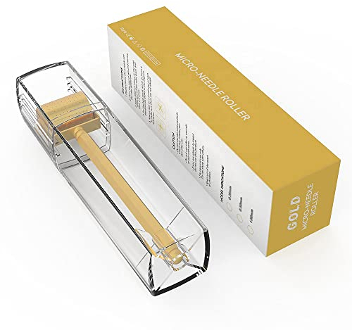 Derma Roller Stamp Microneedle 250 Titane Or Rouleau Derma Masseur de Visage pour les Soins de la Peau du Visage et la Croissance des Cheveux,0.5mm