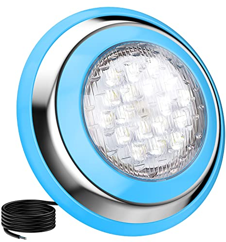 YASBED Poolbeleuchtung Unterwasser LED, 54W Pool Beleuchtungen Unterwasserlicht, Wasserdicht IP68 Poolscheinwerfer, AC 12V LED Pool Licht, Weiß Wand Montiert Poollampe Unterwasserlicht, 1,5 m Kabel